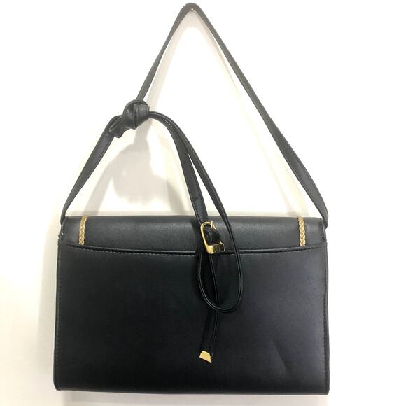 Bueno Collection Black Faux Leather Woven Rope Detail Classic Crossbody Bag - Picture 6 of 7